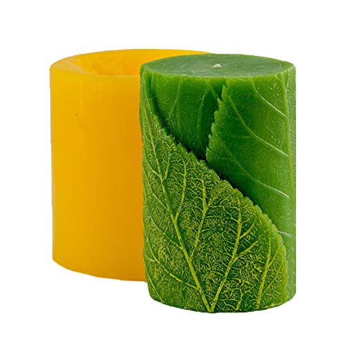Silicone Cylinder With Leaves Candle Mold