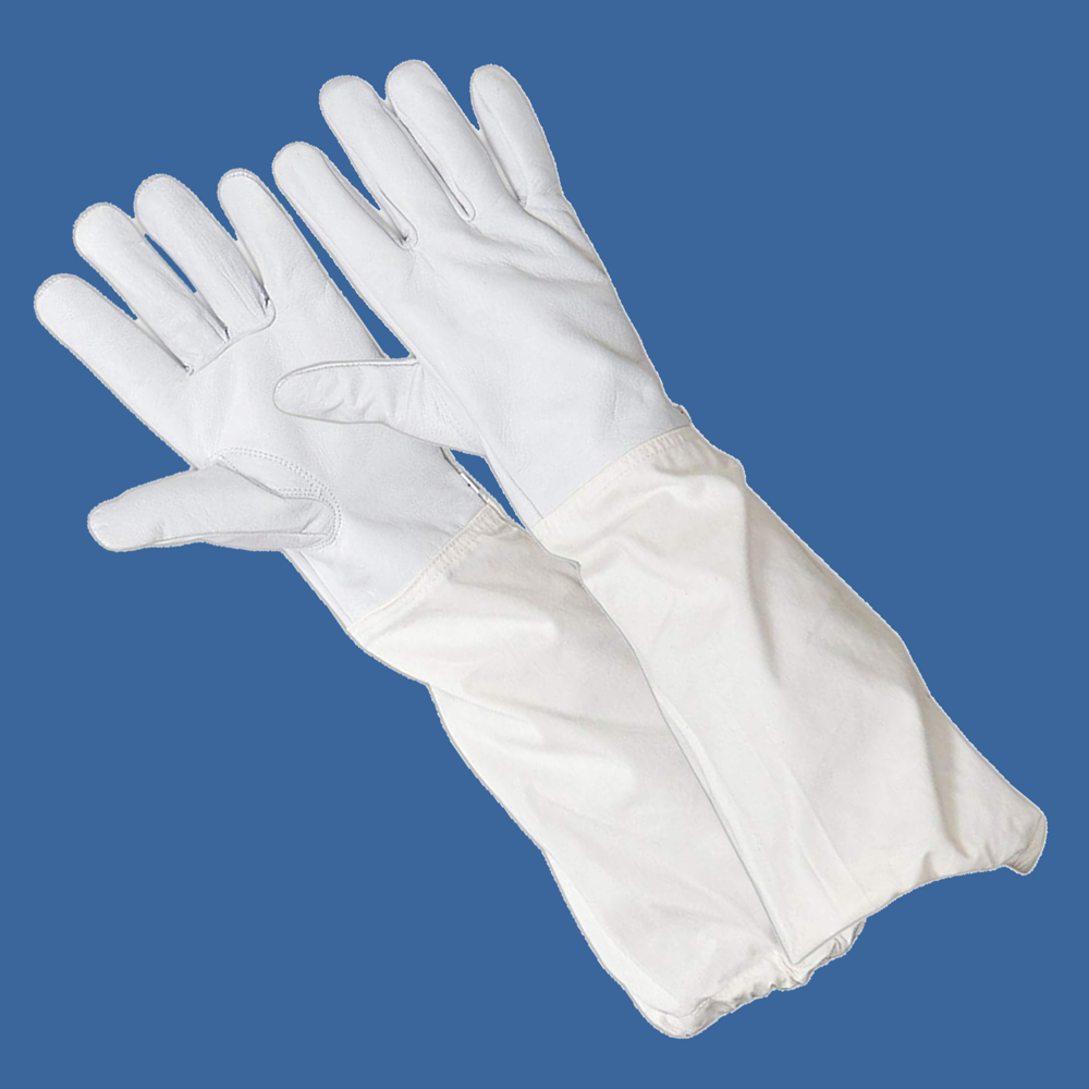Forest Beekeeping Supply - Goatskin Leather Beekeeper's Glove with Long Canvas Sleeve & Elastic Cuff
